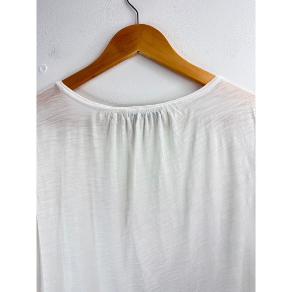 LOFT White Eyelet Flutter Sleeve Top Women's Size Medium Casual Boho Chic Beachy - Picture 6 of 8